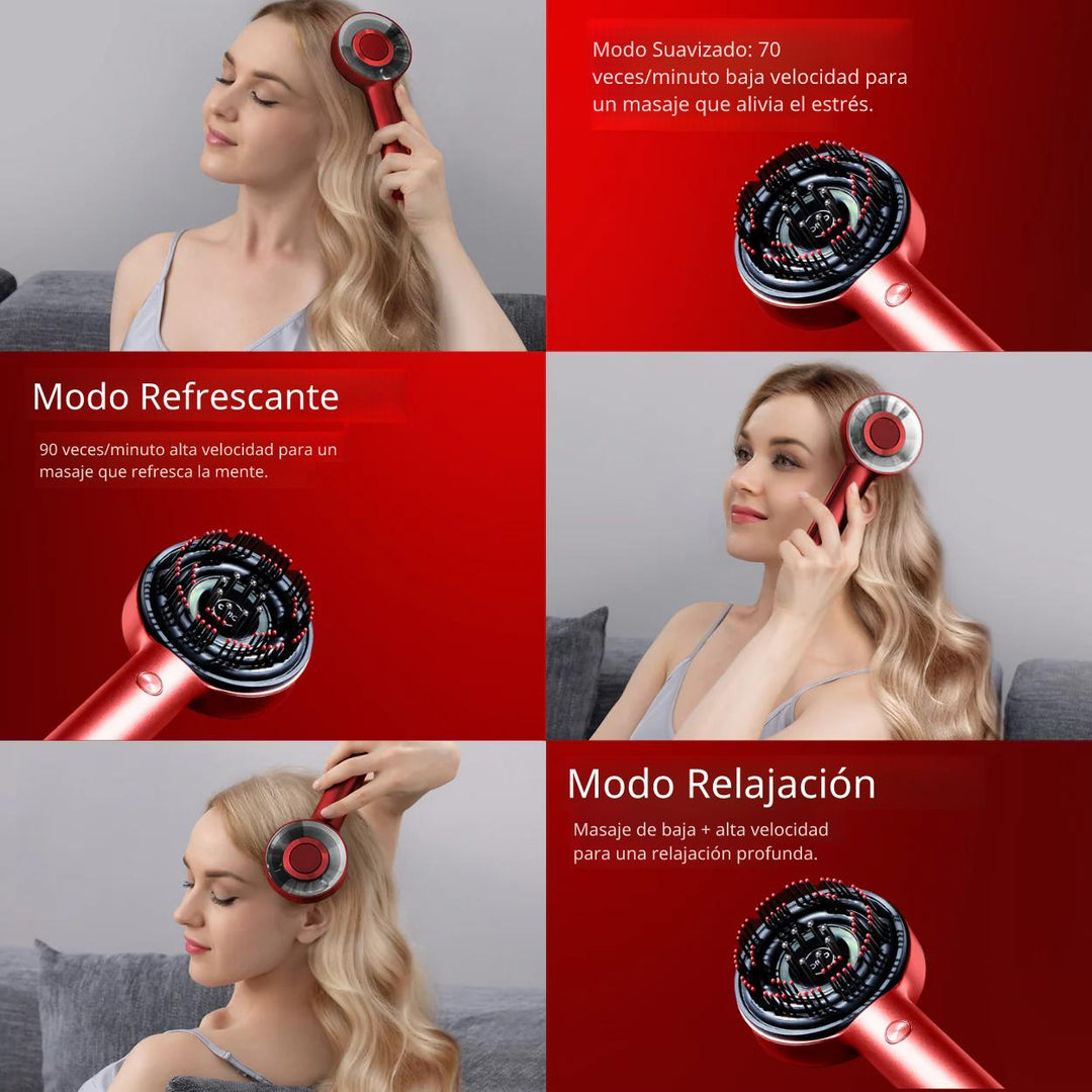 Mangalo HydroKamm™ | Cepillo de Masaje con Luz Roja Eléctrica