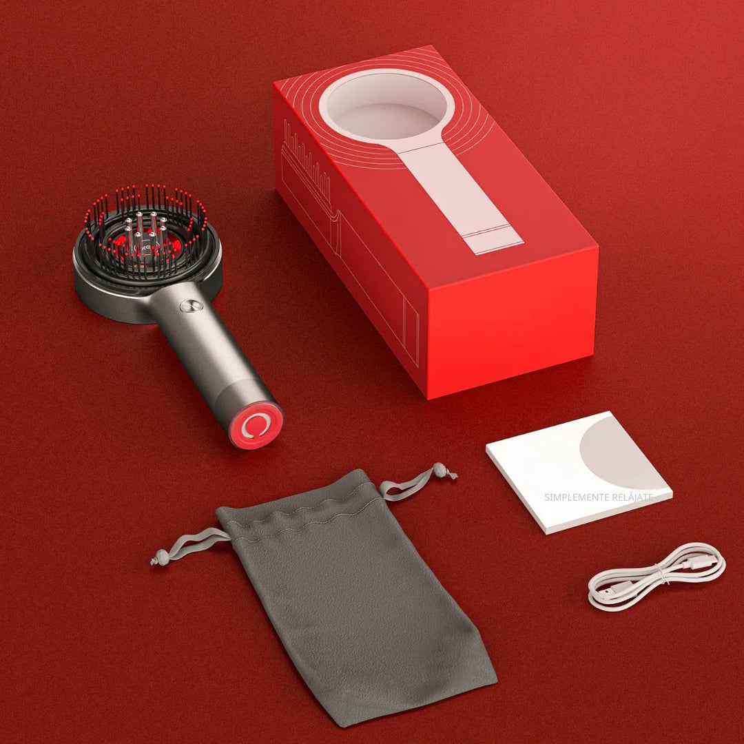 Mangalo HydroKamm™ | Cepillo de Masaje con Luz Roja Eléctrica